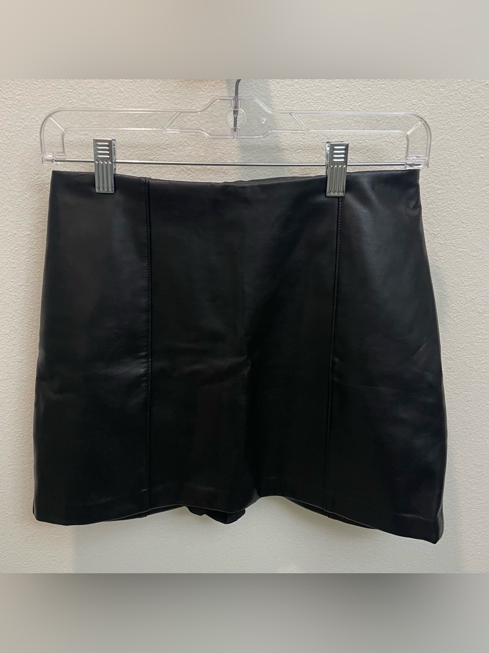 Abercrombie & Fitch Black Vegan Leather Mini Skort